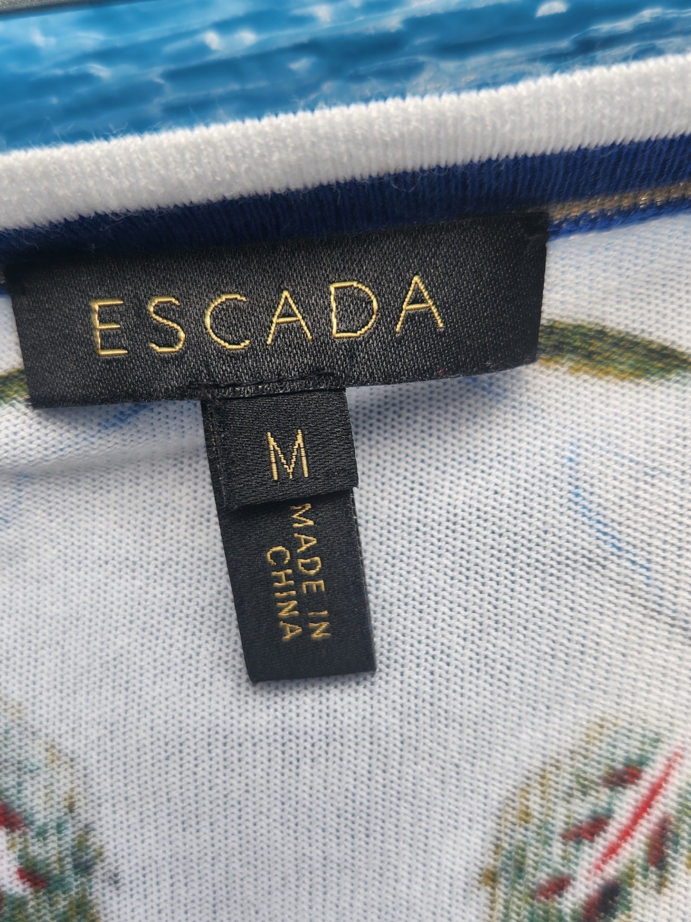Escada White, Blue & Red Floral Open Cardigan - Picture 2 of 10